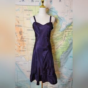 Vintage 1940s Val Mode Taffeta Slip Ajustable Straps Ruffel Bottom Size 34 Dress